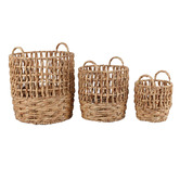 Monument Furniture 3 Piece Clement Woven Water Hyacinth Basket Set