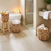 Monument Furniture 3 Piece Emory Woven Seagrass &amp; Cotton Basket Set