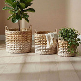 Monument Furniture 3 Piece Penrose Woven Water Hyacinth Basket Set