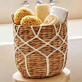 Monument Furniture 3 Piece Emory Woven Seagrass &amp; Cotton Basket Set
