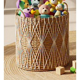 Monument Furniture 3 Piece Jada Woven Water Hyacinth &amp; Cotton Basket Set
