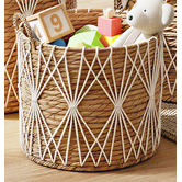 Monument Furniture 3 Piece Jada Woven Water Hyacinth &amp; Cotton Basket Set