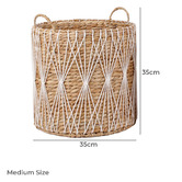 Monument Furniture 3 Piece Jada Woven Water Hyacinth &amp; Cotton Basket Set