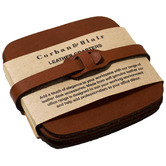 Corban &amp; Blair 6 Piece Tan Artisan Genuine Leather Coaster Set
