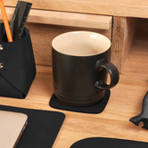 Corban &amp; Blair 6 Piece Black Artisan Genuine Leather Coaster Set