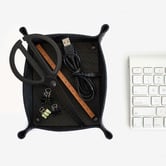 Corban &amp; Blair Black Artisan Genuine Leather Desk Tray