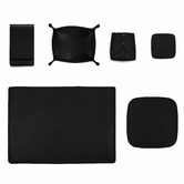 Corban &amp; Blair 6 Piece Black Artisan Genuine Leather Desk Set
