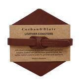 Corban &amp; Blair 6 Piece Artisan Hexagonal Leather Coaster Set