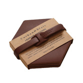 Corban &amp; Blair 6 Piece Artisan Hexagonal Leather Coaster Set