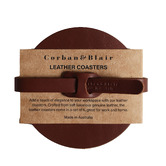 Corban &amp; Blair 6 Piece Artisan Round Leather Coaster Set