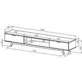 Monument Furniture 200cm Grey Nova Low Line TV Unit