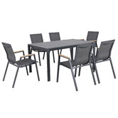 Maya Outdoor Furniture 6 Seater Randolph Aluminium Outdoor Dining Table &amp; Chair Set