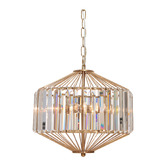 Extravagant Lighting Todd Gold Steel &amp; Glass 3 Light Pendant
