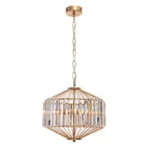 Extravagant Lighting Todd Gold Steel &amp; Glass 3 Light Pendant