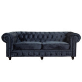 Evergreen Home Cleo Button Tufted 3 Seater Velvet Sofa