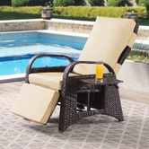 Evergreen Home Lewis PE Rattan Outdoor Reclining Lounge Chair