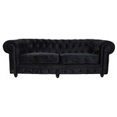 Evergreen Home Cleo Button Tufted 3 Seater Velvet Sofa