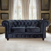 Evergreen Home Cleo Button Tufted 2 Seater Velvet Sofa