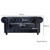 Evergreen Home Cleo Button Tufted 2 Seater Velvet Sofa
