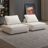 Evergreen Home Rogan Linen &amp; Cotton Armless Lounge Chairs