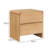 Evergreen Home Clemie Tasmanian Oak Wood 2 Drawer Bedside Table
