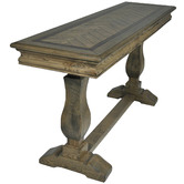 By Designs Dark Timber Mosaic Oak Wood Console Table