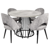 Exquisite Living 4 Seater Rigel Velvet Dining Table &amp; Chair Set