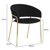 Exquisite Living 4 Seater Rigel Black Velvet Dining Table &amp; Chair Set
