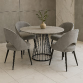Exquisite Living 4 Seater Rigel Velvet Dining Table &amp; Chair Set