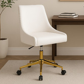 Exquisite Living White Laira Velvet Desk Chair