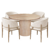 Exquisite Living 4 Seater Maine Travertine-Look Dining Table &amp; Chair Set