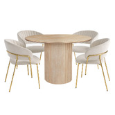 Exquisite Living 4 Seater Nome Travertine-Look Dining Table &amp; Chair Set