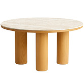 Exquisite Living 2 Piece Elliot Travertine-Look Coffee &amp; Side Table Set
