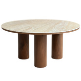 Exquisite Living 2 Piece Elliot Travertine-Look Coffee &amp; Side Table Set