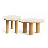 Exquisite Living 2 Piece Elliot Travertine-Look Coffee &amp; Side Table Set