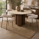 Exquisite Living 4 Seater Giselle Travertine-Look Dining Table &amp; Chair Set