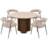 Exquisite Living 4 Seater Giselle Travertine-Look Dining Table &amp; Chair Set