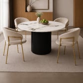Exquisite Living 4 Seater Zarina Sintered Stone Dining Table &amp; Chair Set