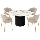 Exquisite Living 4 Seater Zarina Sintered Stone Dining Table &amp; Chair Set