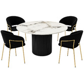 Exquisite Living 4 Seater Zarina Sintered Stone Dining Table &amp; Chair Set