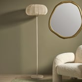 The Home Collective Atlas Beige Iron &amp; Terylene Gauze Floor Lamp