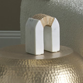 The Home Collective Archy Marble &amp; Rattan Bookend