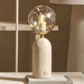 The Home Collective Wayne Travertine &amp; Glass Table Lamp