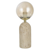 The Home Collective Wayne Travertine &amp; Glass Table Lamp