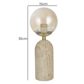 The Home Collective Wayne Travertine &amp; Glass Table Lamp