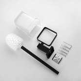 Expert Homewares Nero Black Toilet Brush Holder with Tempered Glass Cup Set
