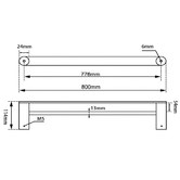 Expert Homewares Rumia 800mm Chrome Double Stainless Steel Towel Rail