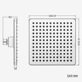 Expert Homewares Eva 200mm Matte Black Square Shower Head