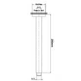 Expert Homewares Eva Black 200mm Square Ceiling Shower Arm &amp; Head