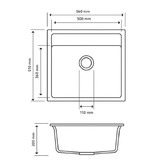 Expert Homewares Carysil 560mm Single White Granite Composite Kitchen Sink